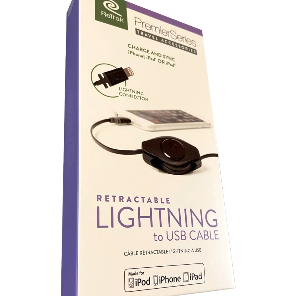 Retrak PremierSeries Retractable Lightning to USB Cable MFi Apple Certified 3.2f